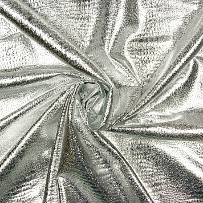 Lamé stretch slangen-print zilver