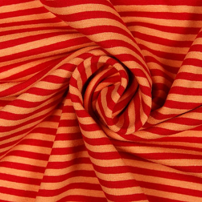 Strepen tricot oranje/rood 4mm
